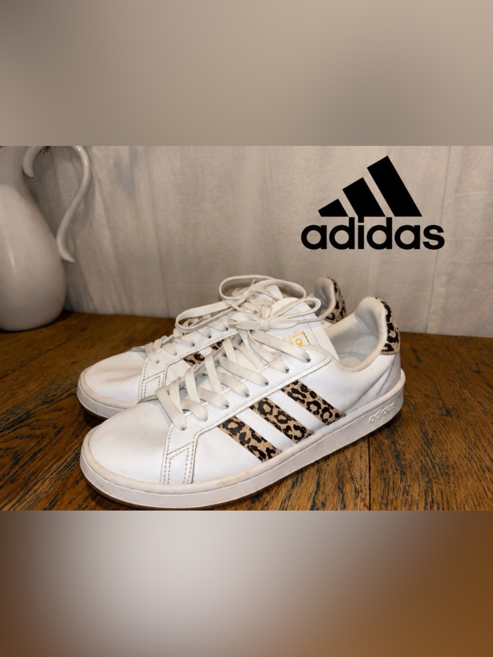 ADIDAS Grand Court White Leopard Sneakers Women’s Size 9
